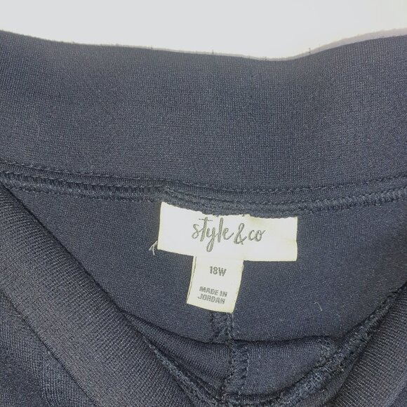 Style & Co Size 18 Dark Navy Pointe Stretch Pencil Pants Women's Pull On Plus - Picture 3 of 6